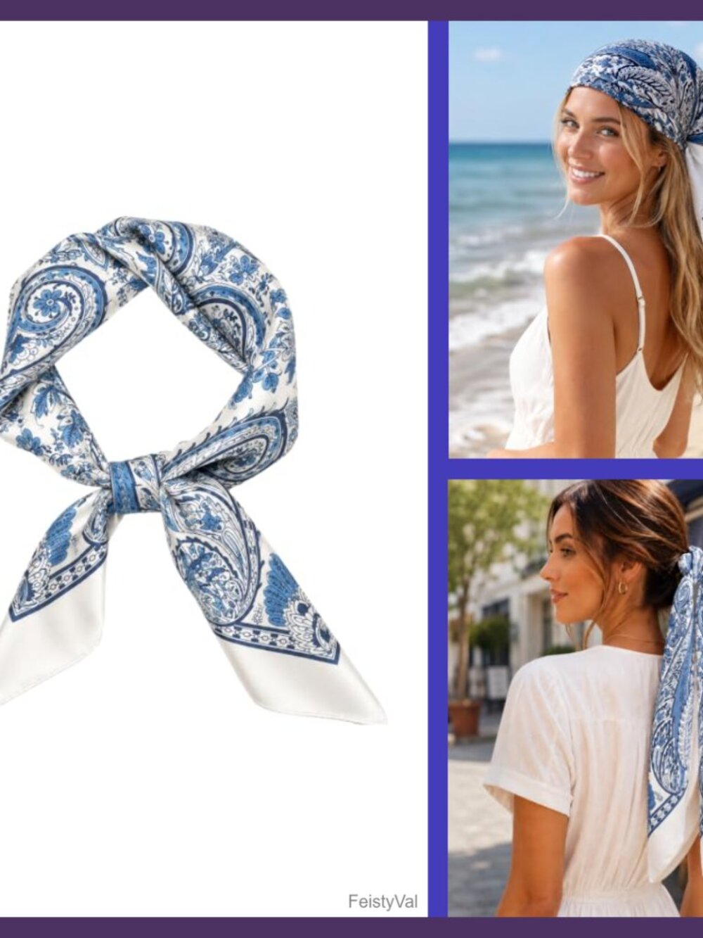 27.5 Inch Women Square Scarf Silky Polyester Hair Wrap Neck Scarves Bandana